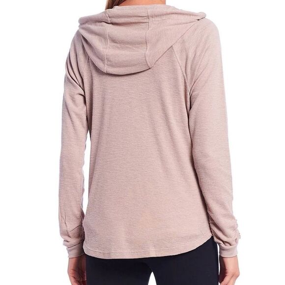 Calvin Klein Performance Even Sand Ruched LS Zip Front Hoodie Jacket - Small - Picture 3 of 16